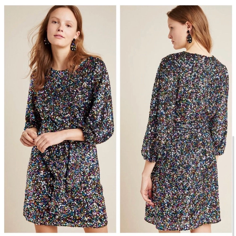 NWT Anthropologie Sequin Mini-Dress by Shoshanna 6P - Picture 2 of 3